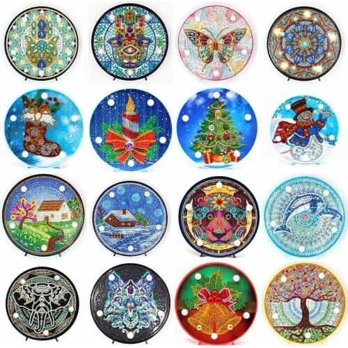 HUACAN Special Shaped LED Diamond Painting Lamp Light Christmas 5D Diamond Embroidery DIY Craft