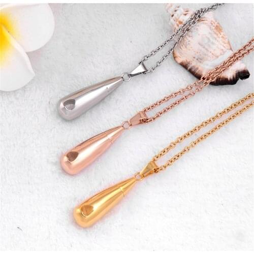 IJD8397 Silver/Gold/Rose Color Cut Heart Teardrop Cremation Jewelry For Human Ashes,Mini Urn Necklace