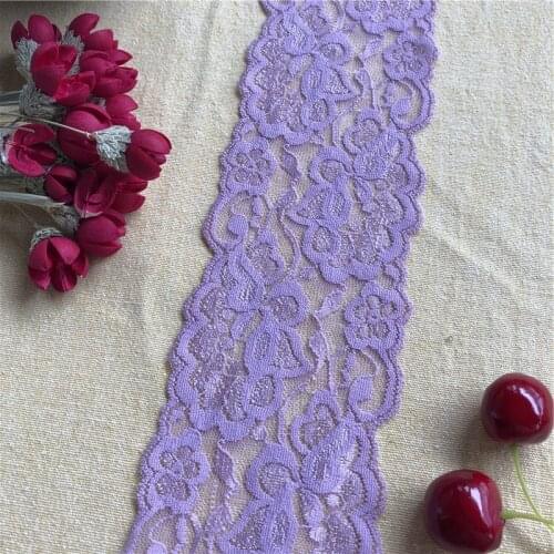 Lavender 1 Meter S1960 8cm DIY Handmade Hair Decoration Wide Elastic Lace Ribbon Stretch Lace Trimmings Wedding Dress Skirt