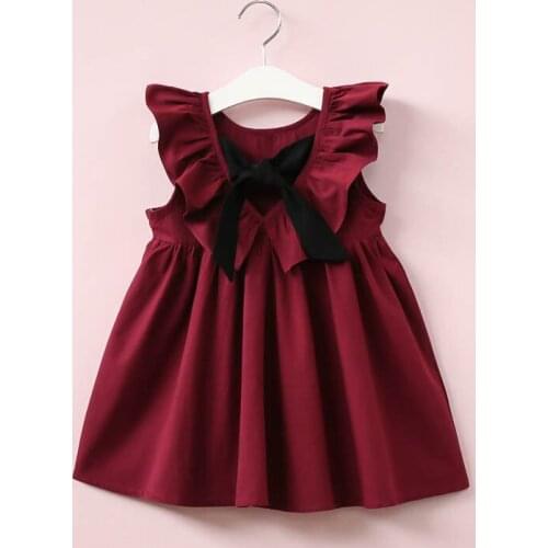 Summer Girls Bow Dress Baby Girl Fly Sleeve Party Dresses Clothing For Children 0-8Y Kids Princess Dresses 2017 New Casual Style