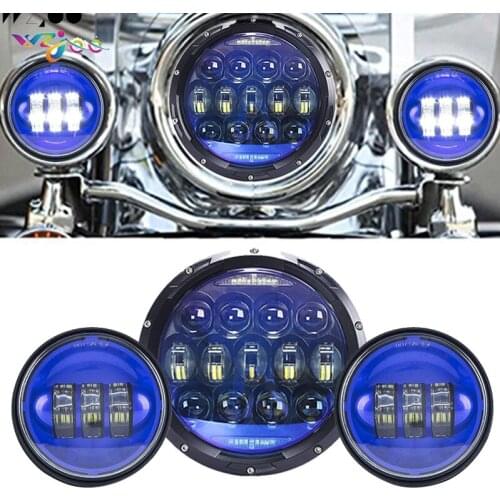 Motorcycle LED Lights 130W 7inch Led Headlight With DRL Turn Signal 4.5inch Fog Light Passing Lamps For Softail Road King
