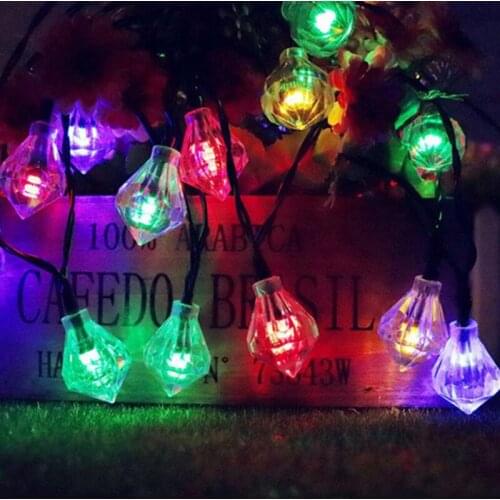 Led Outdoor String Light Solar 20 LED Light Diamond Garden Fence Decorative Lantern Christmas Outdoor Waterproof Lighting Light