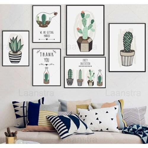 Green Plant Potted Home Decoration Painting Simple and Fresh Living Room Wall Canvas Poster Coffee Shop Print Dining Room Decor