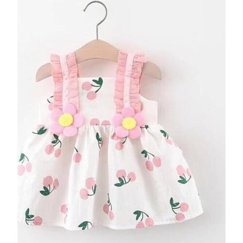 2021 New Baby Girls Dress Cotton Print Sleeveless Princess Dresses Summer Infant Toddler Kids Dress Childrens Clothes