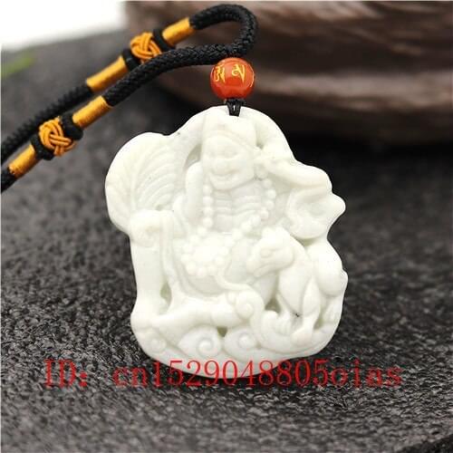 Natural White Chinese Jade Jigong Buddha Pendant Necklace Fashion Charm Jewellery Accessories Carved Amulet Gifts for Women Men