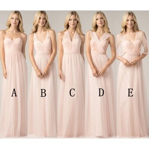 Real photos 2018 long Convertible bridesmaid dresses Blue pink ribbon wedding Prom party dress Plus Vestidos Custom Color Size