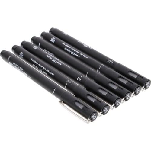 6pcs Drawing Pen Ultra Fine Line 005 01 02 03 05 08 Needle Point Painting Pens Hook pen smooth and constantly ink