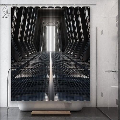 Universe Space Station Dark Color Sense of Technology A Sense of the Future Polyester Fabric Shower Curtain for Bathroom
