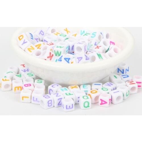 Mixed White Bottom Colorful Letter Acrylic Bead Charm Loose Spacer Beads For Jewelry Making DIY Needlework Bracelet Accessories