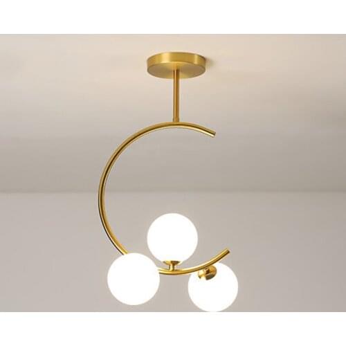 Modern Glass Ball Led Pendant Lights Gold Round Ring Lampshade Kitchen Fixture Bedroom Living Room Home Decor Interior Lighting