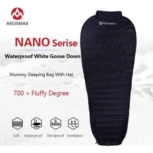 AEGISMAX NANO Envelop Sleeping Bag Ultralight Down Sleeping Bag -10°C Soft Mummy Splicing Type Outdoor Warm Waterproof Camping