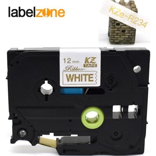 Tze-R234 Satin Ribbon Gold on white Tapes 12mm*4m compatible Brother p-touch printer for pt-d200 d210 ribbon printer tz-R234