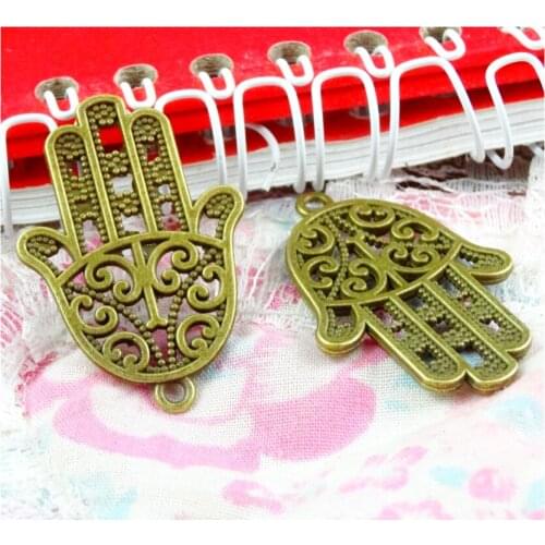 20 pcs 35*24M Vintage Charms Hand Pendant Antique bronze Plated Fit Bracelets Necklace DIY Jewelry Making