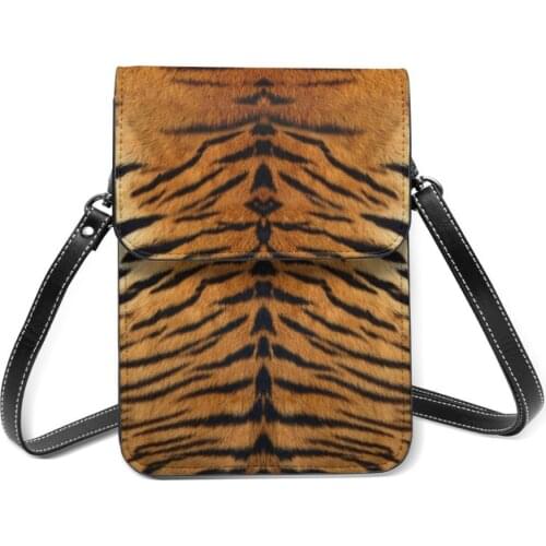Women Crossbody Bags Mini Phone Bag Tiger Fur Pattern Small Female Shoulder Bags Ladies Messenger Bag