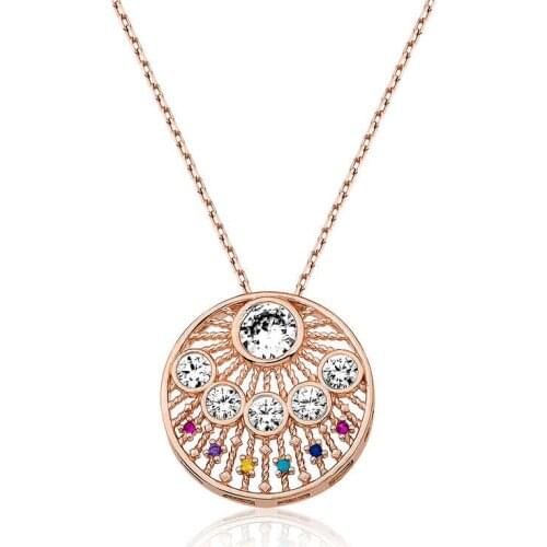 Silver Ethnic Pattern Rose Lady Necklace