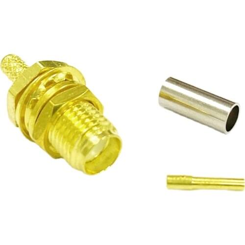 1pc SMA Female Jack nut RF Coax Connector crimp for RG316 RG174 LMR100 Cable Straight Goldplated Wire Connector