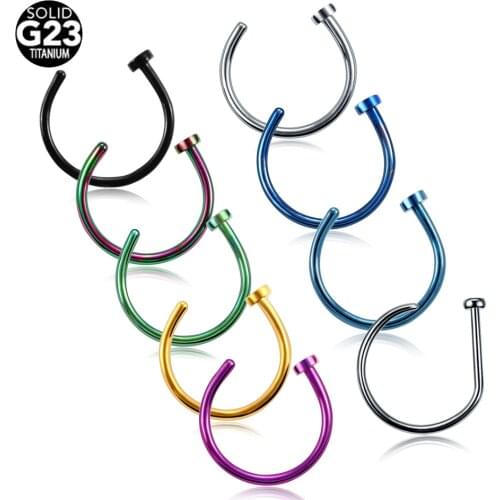 1pc/lot G23 Titanium Fake Nose Ring Labret Lip Ring Helix Piercing Tragus Faux Nose Rings C Clip lip Piercing Hoop Neus Pircing