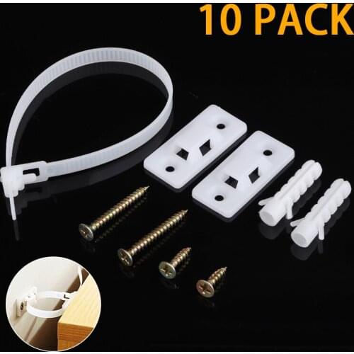 10pcs Children Safety Anti-Tip Straps Lock Protection for Flat TV and Furnitures Wall Strap Multifuntion Lock