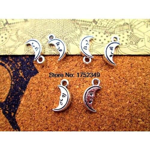 30pcs-Moon charms, Antique silver moon Pendants / charms 18x12mm