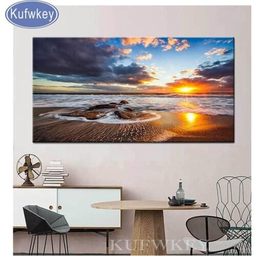 5D diy diamond painting sunrise beach/seaside painting embroidery Landscape Full Round/square rhinestones mosaic diamonds art