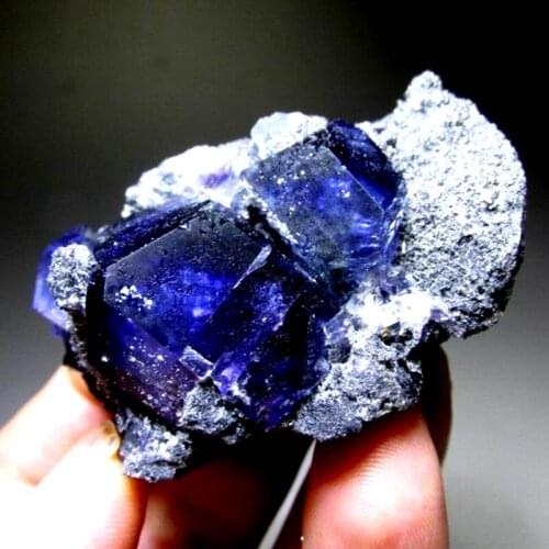 85g New Find!Colorchanged Blue Fluorite Cluster on Matrix - crystals and stones healing Mineral specimen Home Decor feng shui