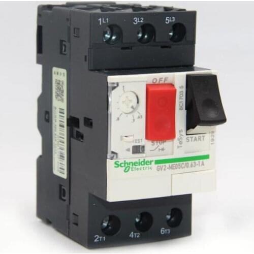 GV2-ME05C 0.63-1.0A GV2ME05C GV2ME05 Motor circuit breaker, TeSys GV2, 3P, 0.63-1 A, thermal magnetic, screw clamp terminals