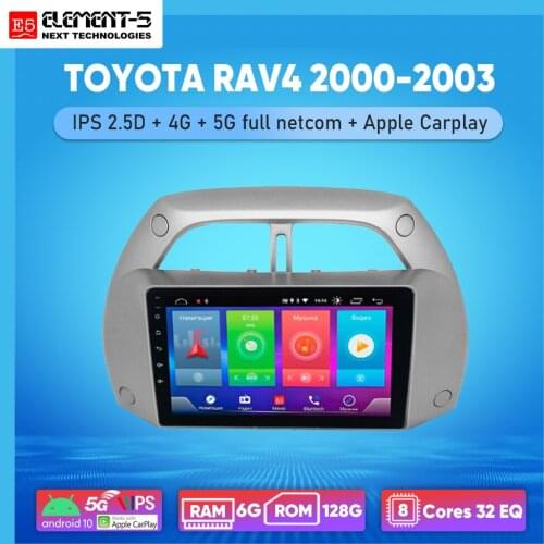 ELEMENT-5 9" 2G+32G Android 10 4G WIFI RDS DSP Car Radio For TOYOTA RAV4 2000-2003 Navigation GPS HIFI