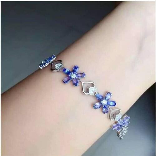 Free shipping Natural and real Tanzanite Bracelets 925 sterling silver Fine jewelry gems 3*5mm 20pcs