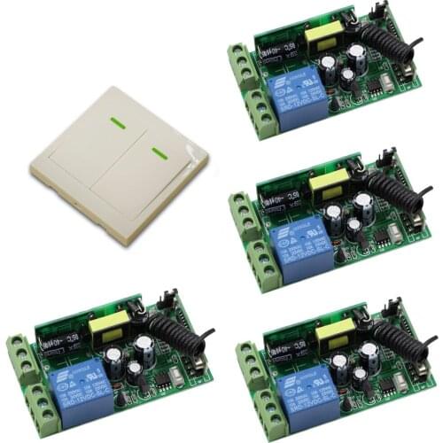 Wide Voltage AC 85V - 250V 1CH Wireless Remote Control Switch 4 pcs Receivers with Wall Transmitter 315Mhz 433Mhz Can Choose