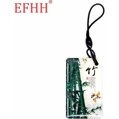 S50 1K 13.56Mhz UID Bamboo Pattern Keychain Changeable Rewritable Block 0 Modify Card RFID NFC Key Token Tag Fast Shipping 1pcs