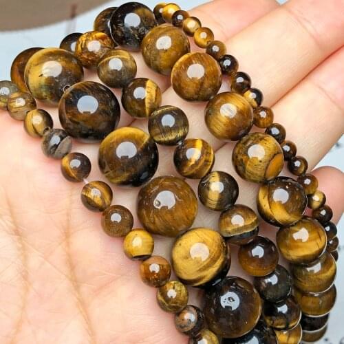 AAA Natural Stone Yellow Tiger Eye Beads Round Loose Spacer Gem Beads For Jewelry Making DIY Bracelet Accessories 4 6 8 10 12mm