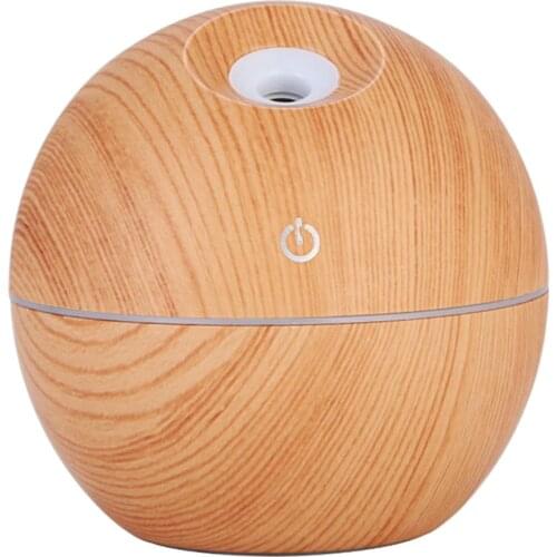 Colorful LED Light 130ml Wood USB Powered Mini Air Mist Humidifier For Home Office Car Gifts