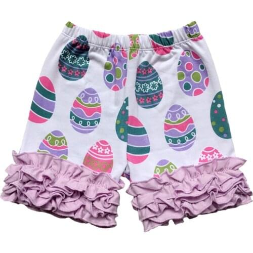 Valentines Day children girls clothes printed fabric ruffle icing shorts pants spring easter egg triple ruffle baby shorts