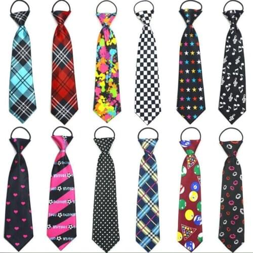 Kids Necktie Print Cartoon Kindergarten Neckwear Ties For Children Strip Dot Star Polyester Tie Elastic Rope