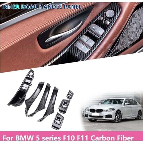For BMW 5 series F10 F11 Car Interior Inner Door Handle Panel Pull Trim Cover Left Hand Drive LHD 520i 2011~2017 Carbon Stickers
