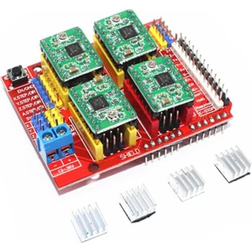 4x A4988 Stepper Motor Driver with Heat Sink +CNC Shield Expansion Board for Arduino UNO R3 V3 Engraver 3D Printer