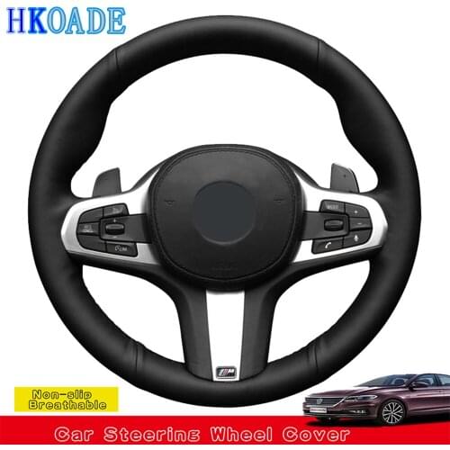 DIY Black High Soft Leather Car Steering Wheel Cover For BMW G30 530i 525i 530d M550d M550i G02 X4 2018 F90 M5 G01 X3 M40i