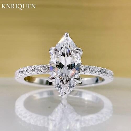 Charms 100% 925 Sterling Silver 6*12mm High Carbon Diamond Wedding Rings for Women Engagement Party Fine Jewelry Gift Wholesale