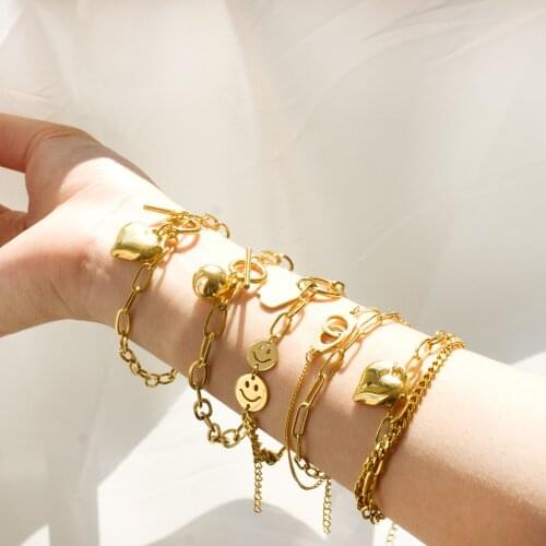 LUXUKISSKIDS Heart Love Stainless Steel 2021 New Chain Women Bracelets Gold Bracelet Clasp Bangles Jewelry Charms For Girls