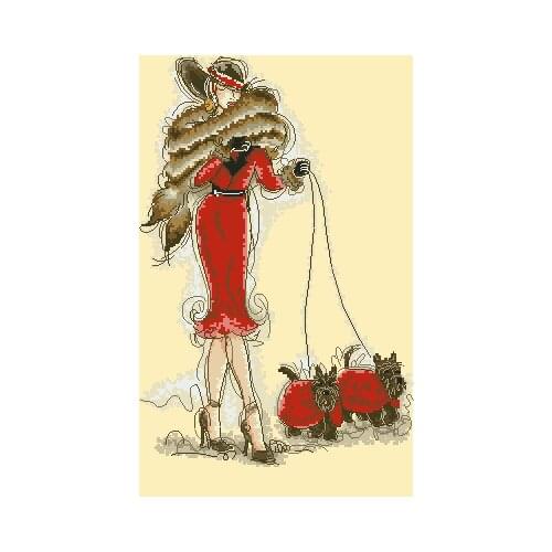 Lovely kit 19-20 Cross stitch Handmade 14CT Counted Canvas DIY,Cross-stitch kits,Embroidery -01032 Fashionable Ladies 4-33