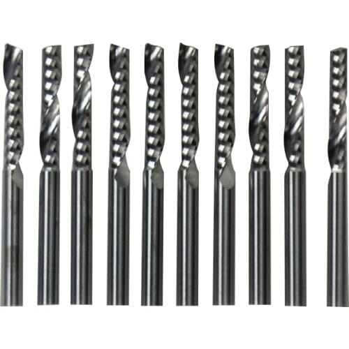 New 10PCS 3.175 X 17mm Single flute carbide Engraving CNC router Spiral bits Tool Cutting Acrylic Pvc Wood