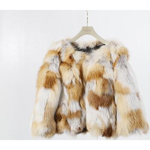 New luxury genuine real natural red fox fur coat womens fashion 60CM length jacket ladies warm winter outwear custom any size