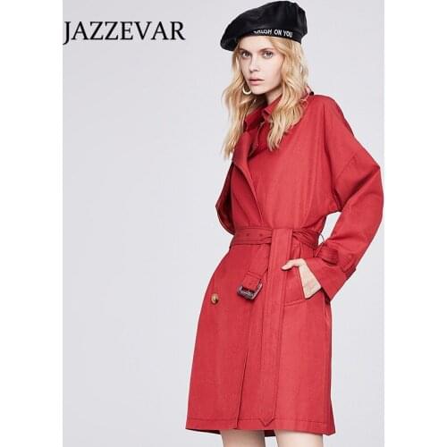JAZZEVAR 2021Autumn new style windbreaker womens double-breasted long windbreaker casual jacket women long sleeves