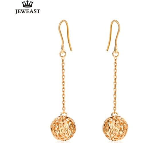 18K Pure Gold Earring Real AU 750 Solid Gold Earrings Good Nice Hollow Beads Upscale Trendy Party Fine Jewelry Hot Sell New 2020