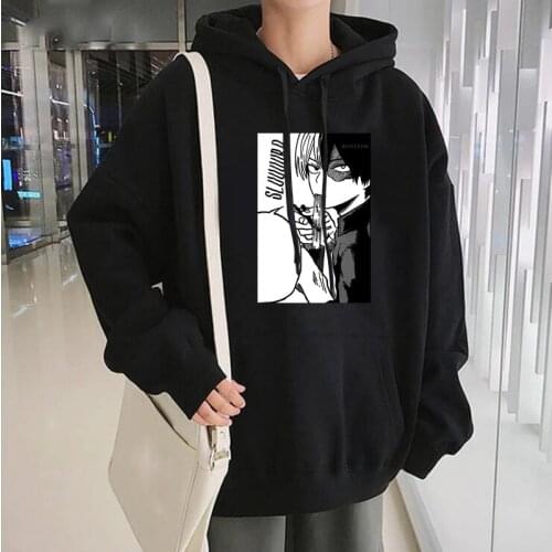 Japan Anime My Hero Academia Todoroki Shoto Manga Hoodie Sweatshirt Harajuku Streetwear Hip Hop Oversized Winter Male Sweatshirt