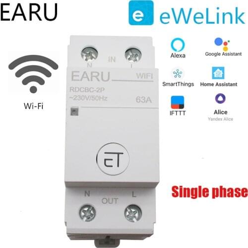 2P Din Rail WIFI Circuit Breaker Smart Timer Switch Relay Remote Control By EWeLink APP Smart Home Compatiable With Alexa Google