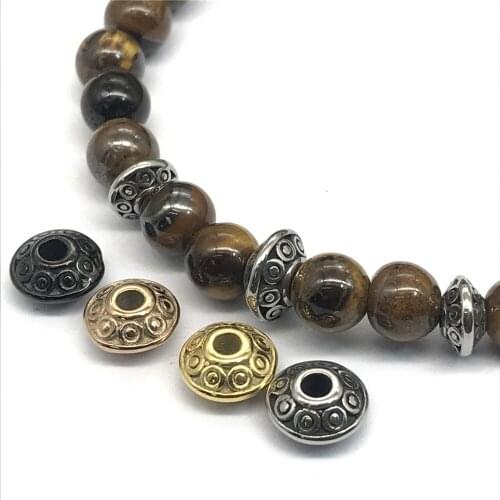 316l Stainless Steel Vintage Flat Beads 2.5mm Small Hole Spacer Bead Charms for String Bracelet Jewelry Making Wholesale