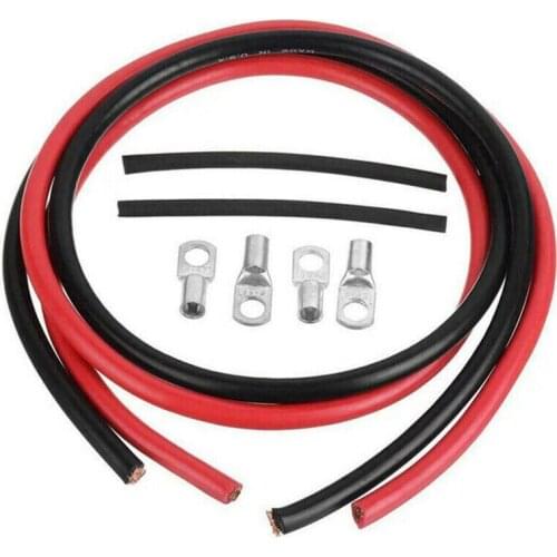 2pcs 12V Battery Ground Cable Power Cable 5AWG Battery Connection Cable Terminal Kit Copper Wire Terminal Car Inverter Wire