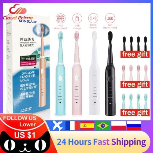 5 Gear Electric Toothbrush Powerful Ultrasonic Sonic USB Charge Rechargeable Tooth Washable Electronic Whitening Teeth Brush