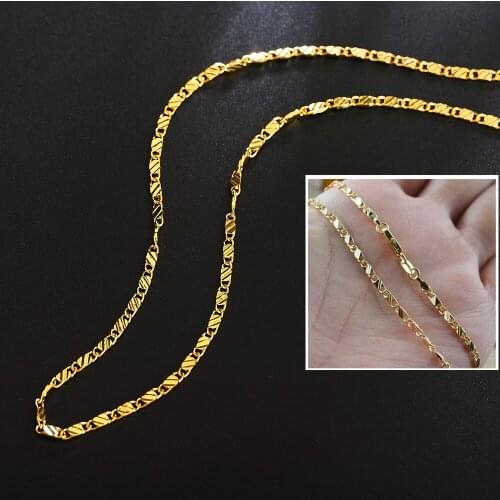 1 PCS 18K Gold Plated 16/18/20/24/26/28/30 Inch Length Fashion Style Gold Necklace Choker Chain Mens Womens Fine Jewelry